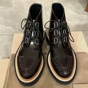 Burberry Burgundy Leather Ankle Boots